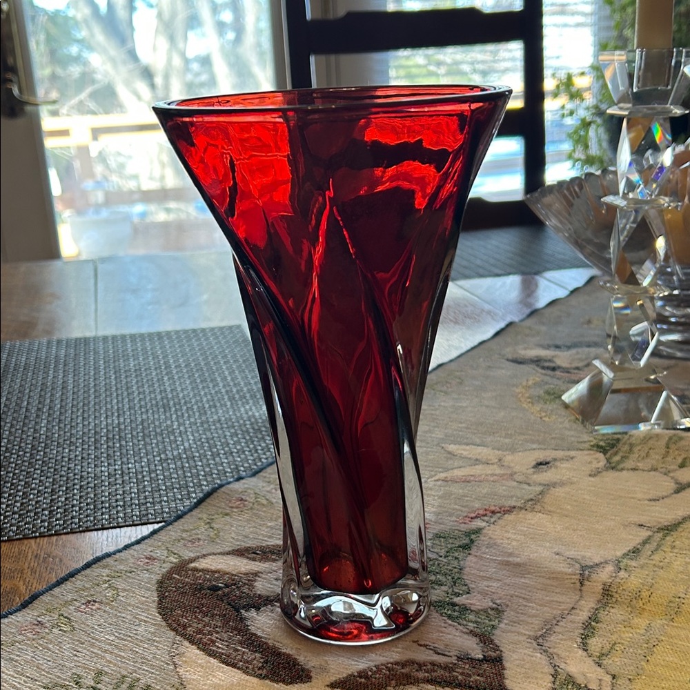 Elegant Ruby Red Glass Vase